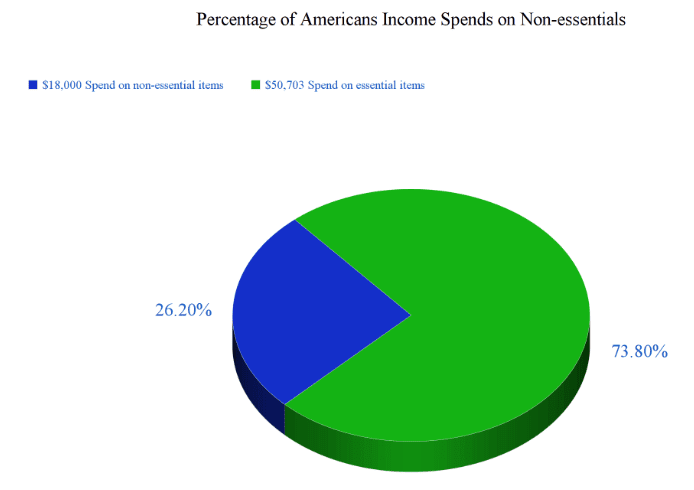 Percentage of American's income spends on non essential items