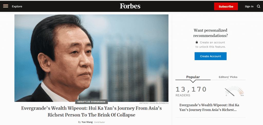 Screenshot of Forbes
