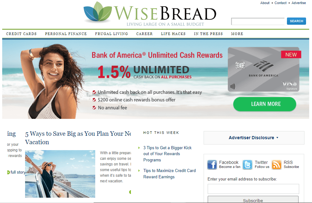 Wise bread personal finance blog screenshot
