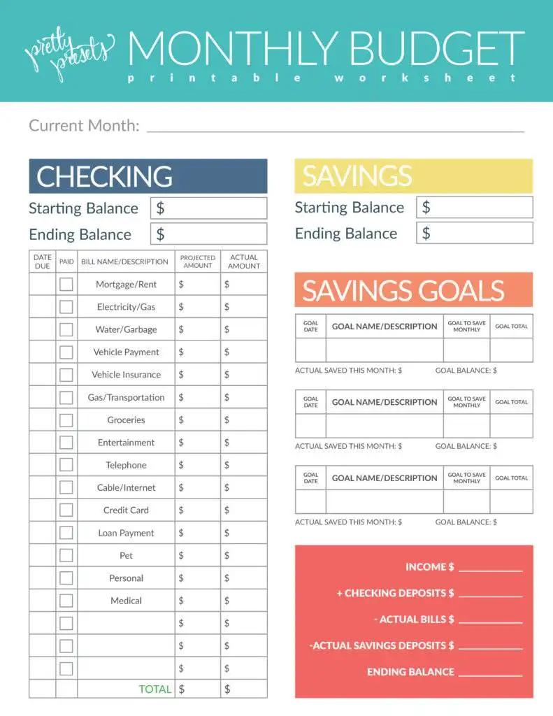 Lightroom Presets monthly budget template