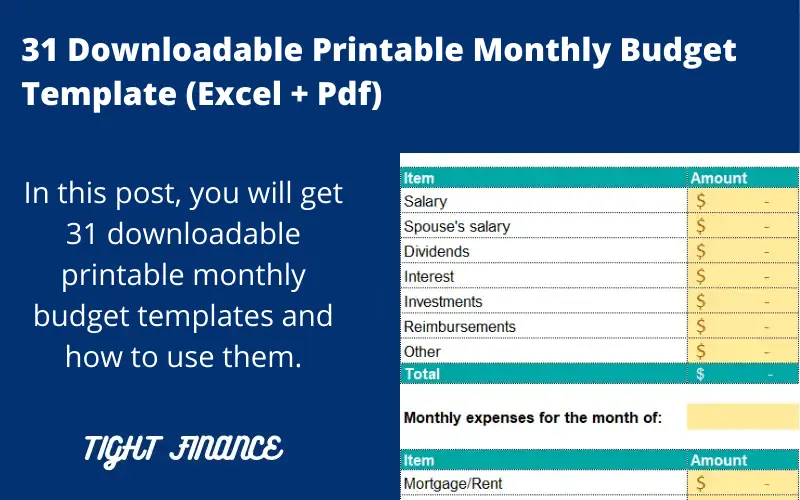 31 downloadable printable monthly budget templates