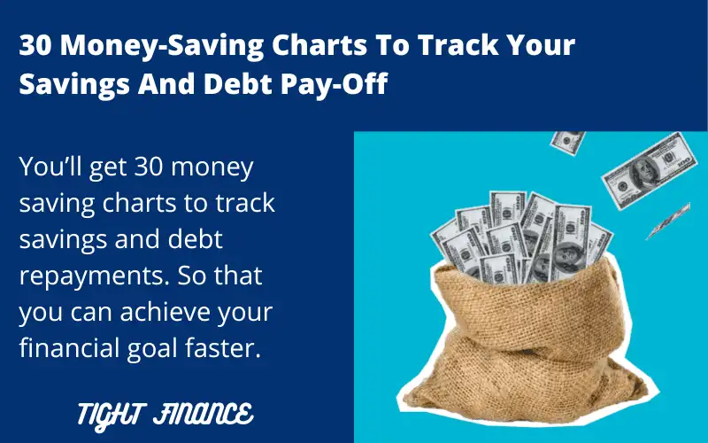 cover image for 30 money-savings charts to track your savings fund and debt payments