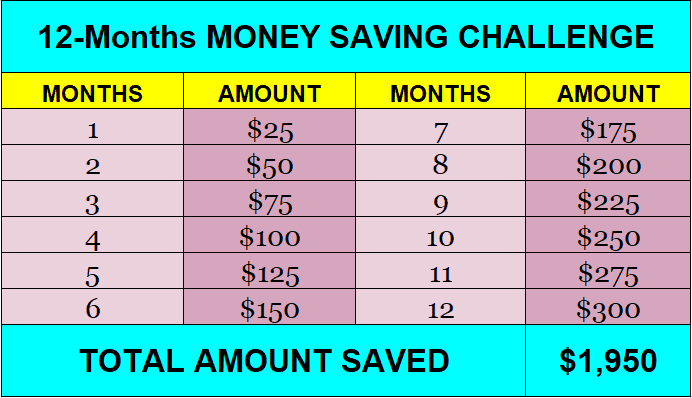 12 MONTHS MONEY SAVING CHALLENGE