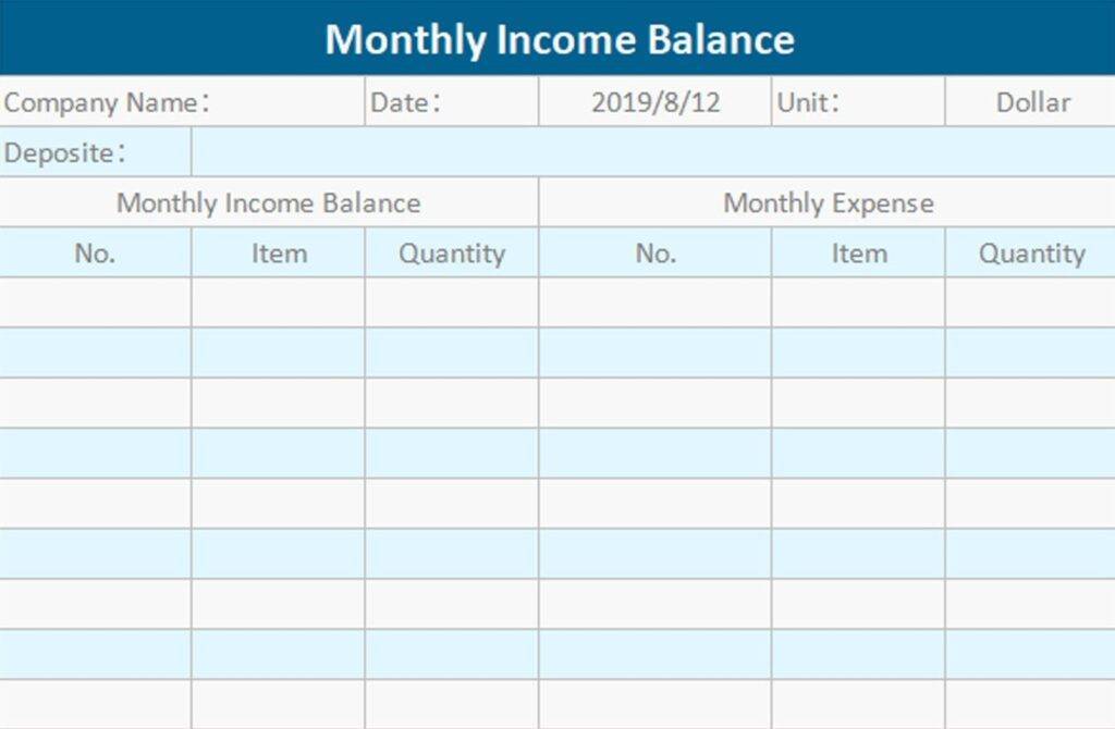 WPS monthly budget template