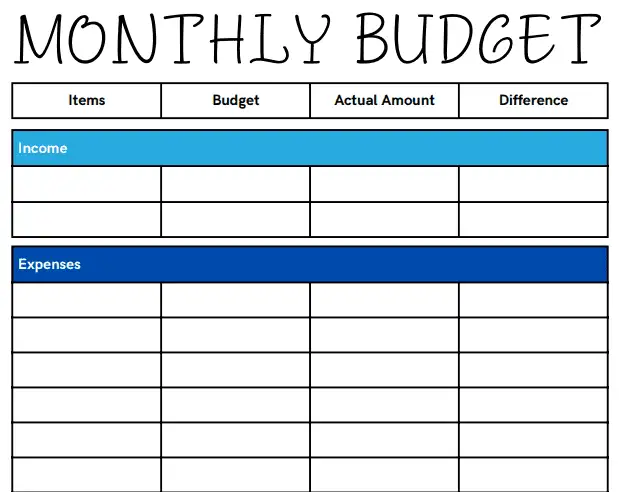 Everyday Chaos monthly budget templates